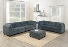 We Embrace Modular Living 8pc Grey Chenille Sofa
