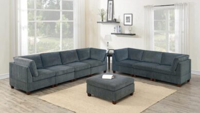 We Embrace Modular Living 8pc Grey Chenille Sofa