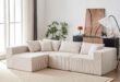 We Make Room Beige Corduroy Modular L Sectional