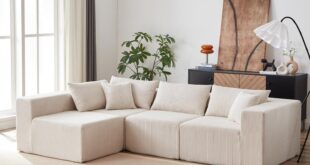 We Make Room Beige Corduroy Modular L Sectional