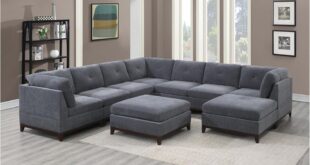 We reconfigured a 9pc Grey Chenille U-Sectional