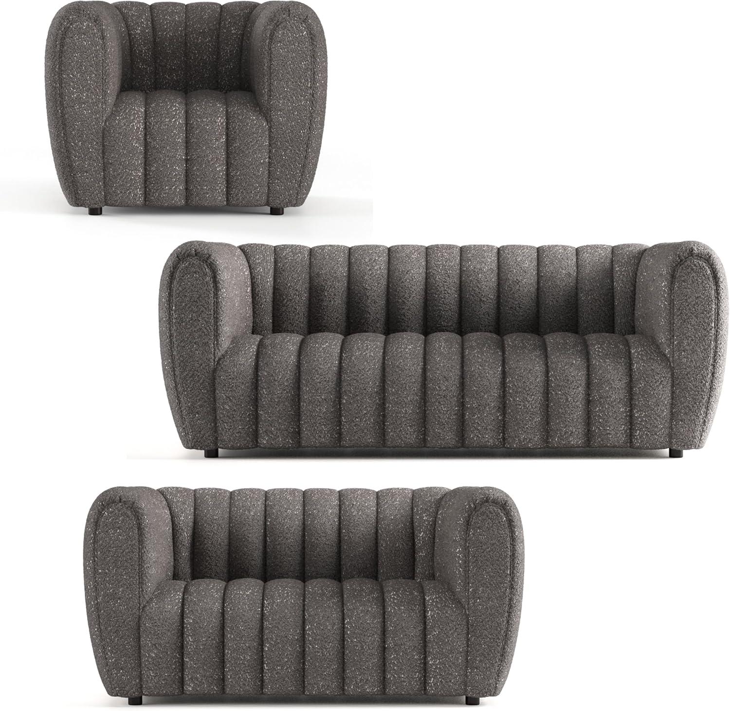 We Review Glam Boucle Sofa Set Channel Tufted Chic