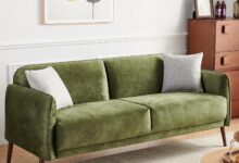 We Sink Into A 67 Inch Green Mid Century Loveseat
