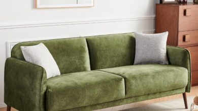 We Sink Into A 67 Inch Green Mid Century Loveseat