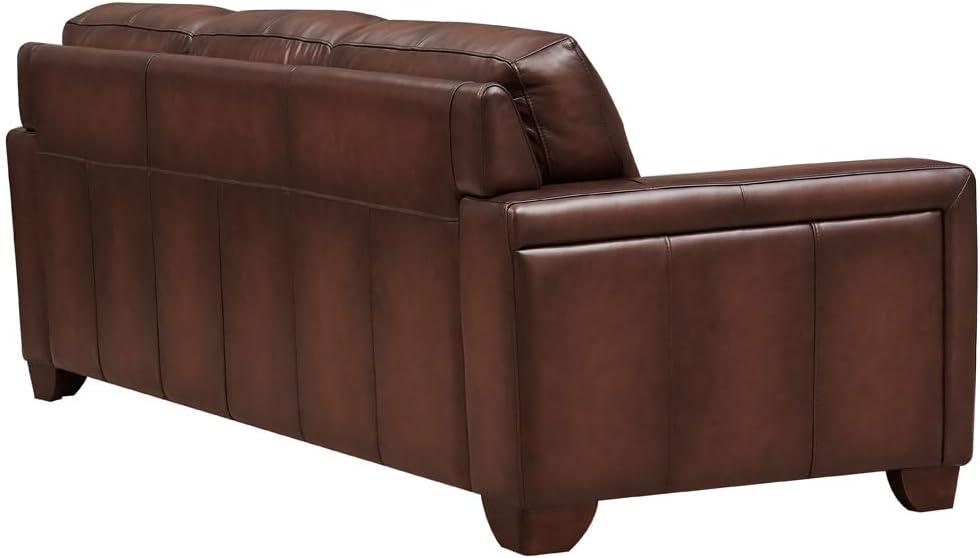 We Sink Into Hydeline's Caramel Leather Sofa & Loveseat