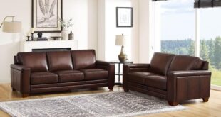 We Sink Into Hydeline Caramel Leather Sofa Loveseat