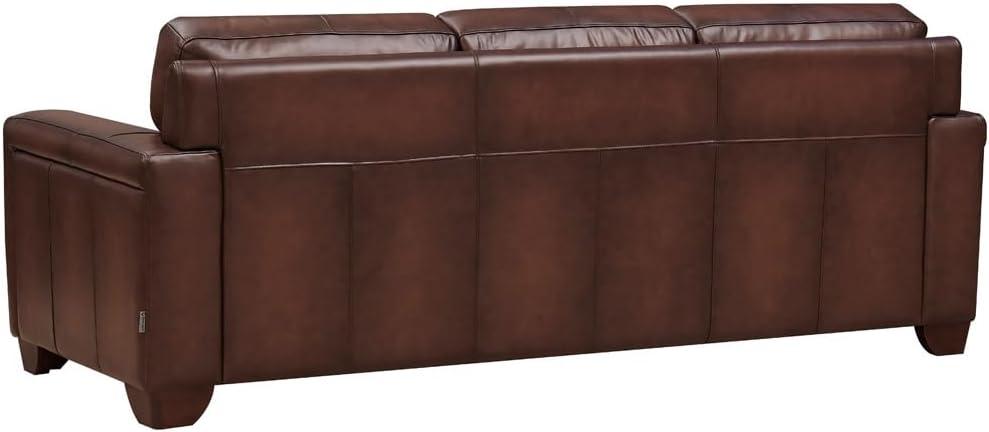 We Sink Into Hydeline's Caramel Leather Sofa & Loveseat