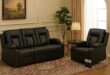 We Sink Into Lucklife Black Leather Recliner Set