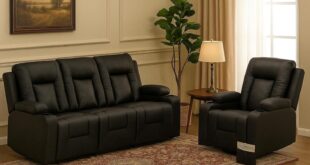 We Sink Into Lucklife Black Leather Recliner Set