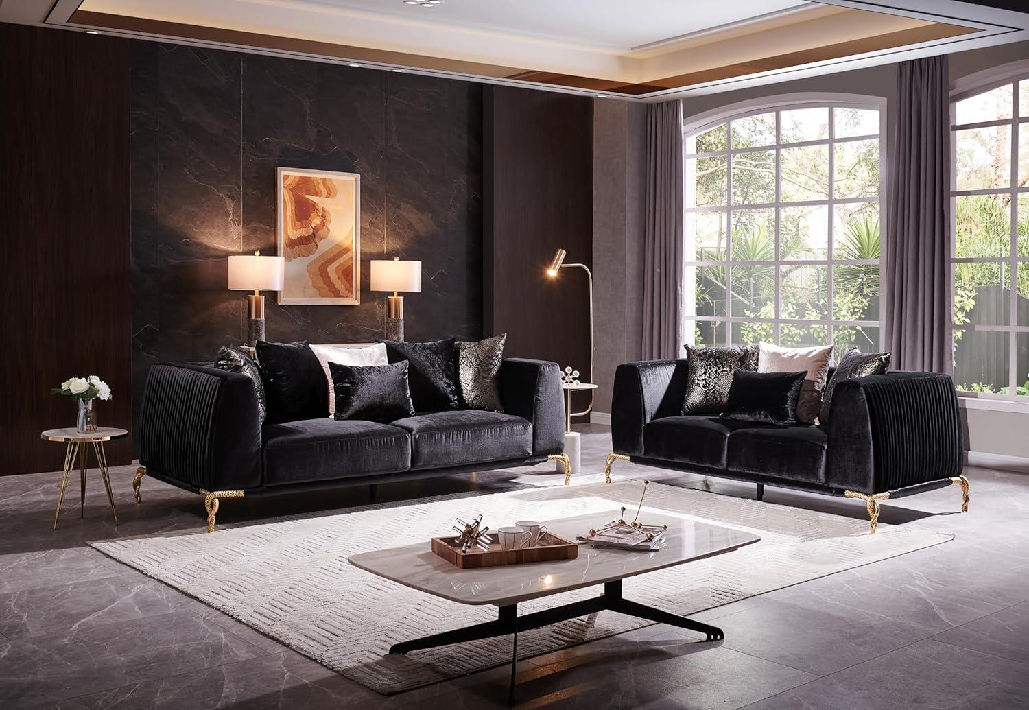 Why We Picked The Shiny Velvet Upholstered Black Set