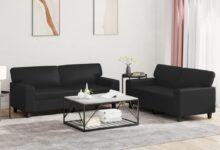 Youuihom Black 2 Seater Sofa Set Stylish Comfort For Small Spaces