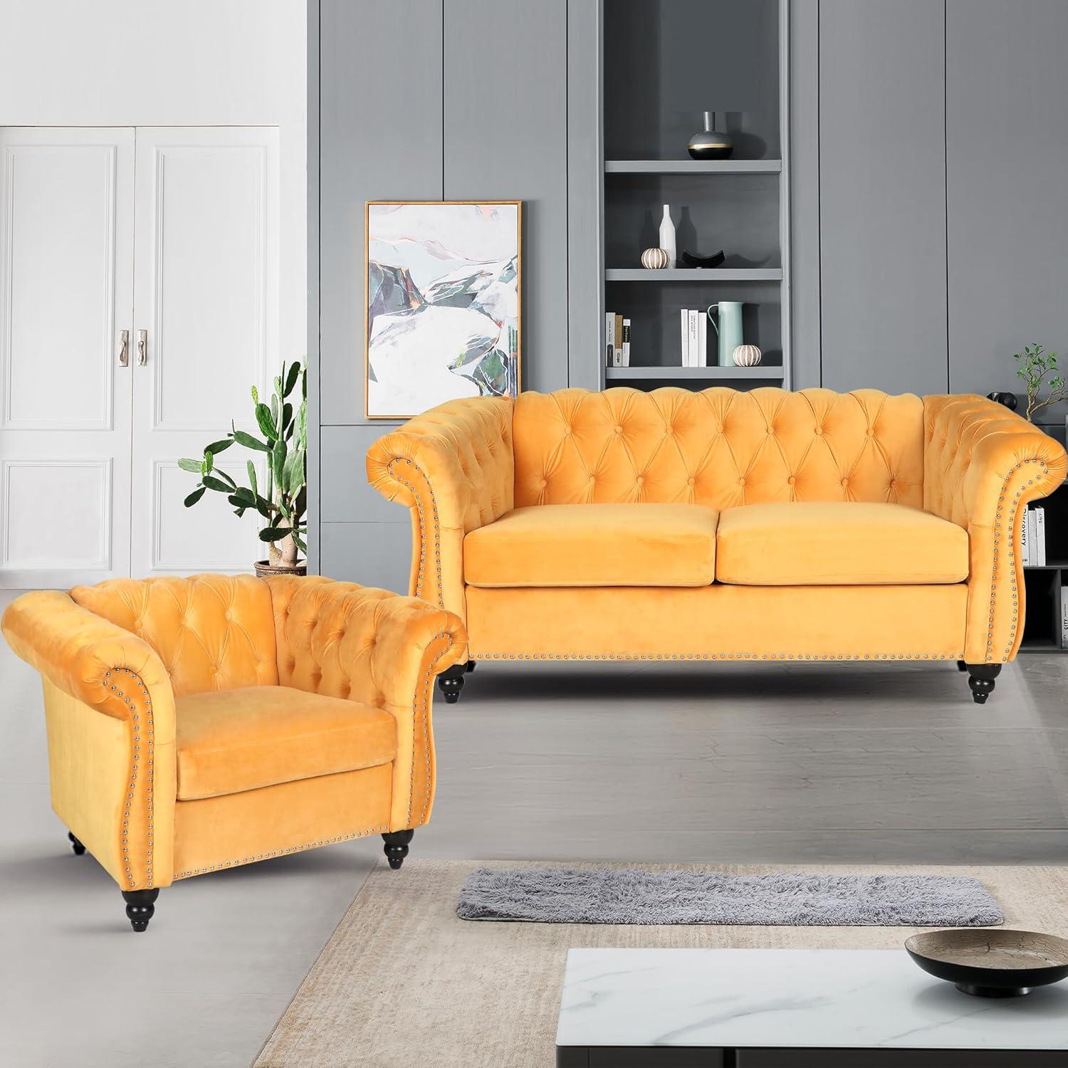 Yzrsty 2 Piece Velvet Loveseat And Chair Set For Your Space