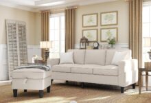 Zeefu 78 Beige Linen 3 Seat L Sectional For Your Small Apt