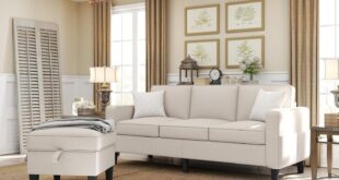 Zeefu 78 Beige Linen 3 Seat L Sectional For Your Small Apt