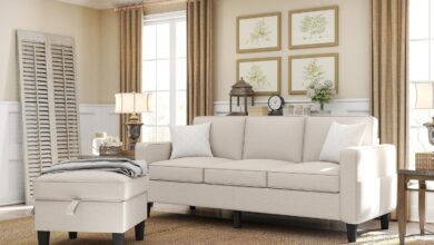 Zeefu 78 Beige Linen 3 Seat L Sectional For Your Small Apt