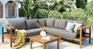 Sunlit Backyard Conversation Around the Merax L-Shaped Sectional