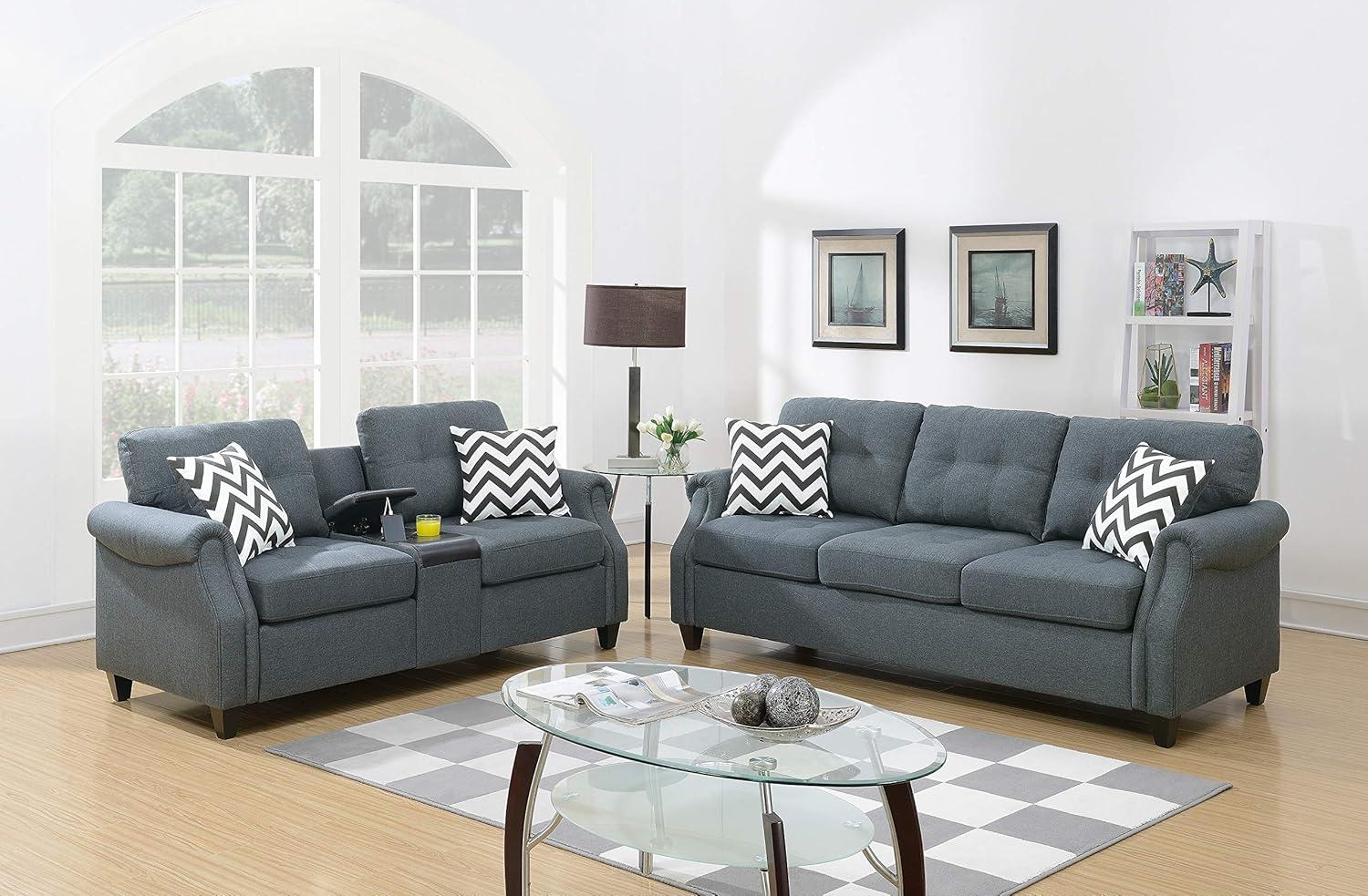 2pcs Plush Polyfiber Sofa Set A Fit For Your Living Room
