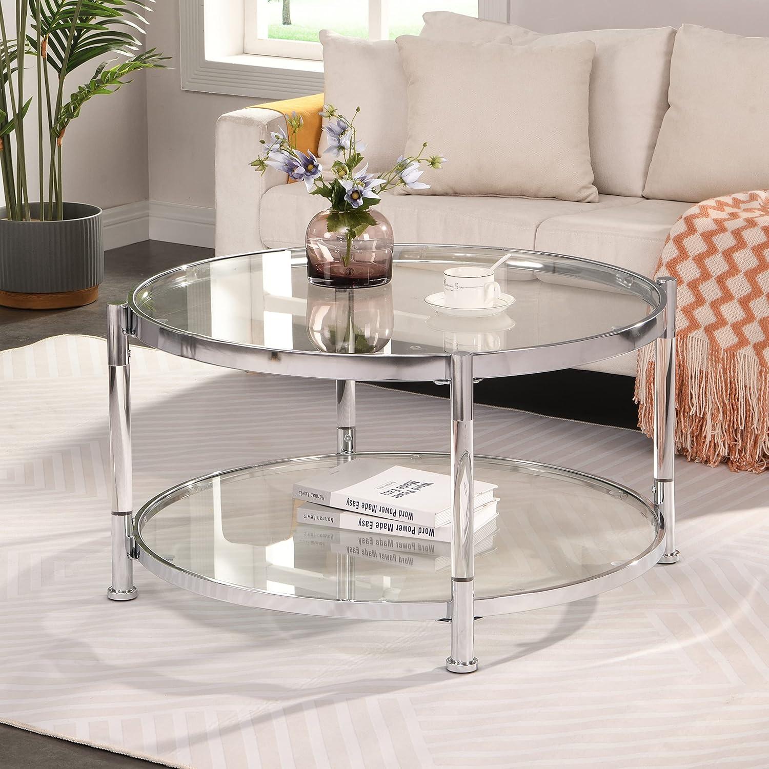 32 Tempered Glass Round Coffee Table In Your Living Room