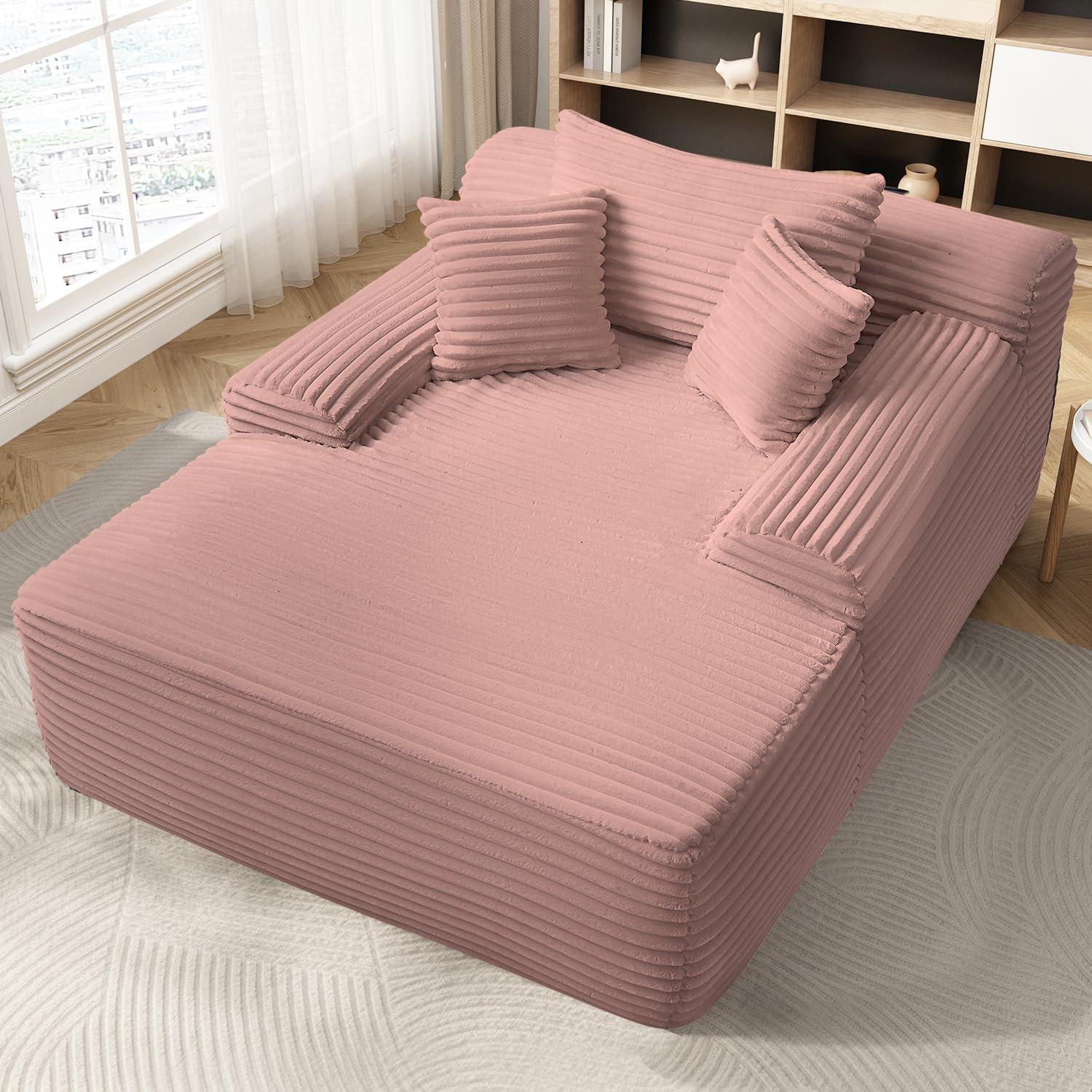 65'' chaise Lounge Chair: roomy corduroy seat for your nook