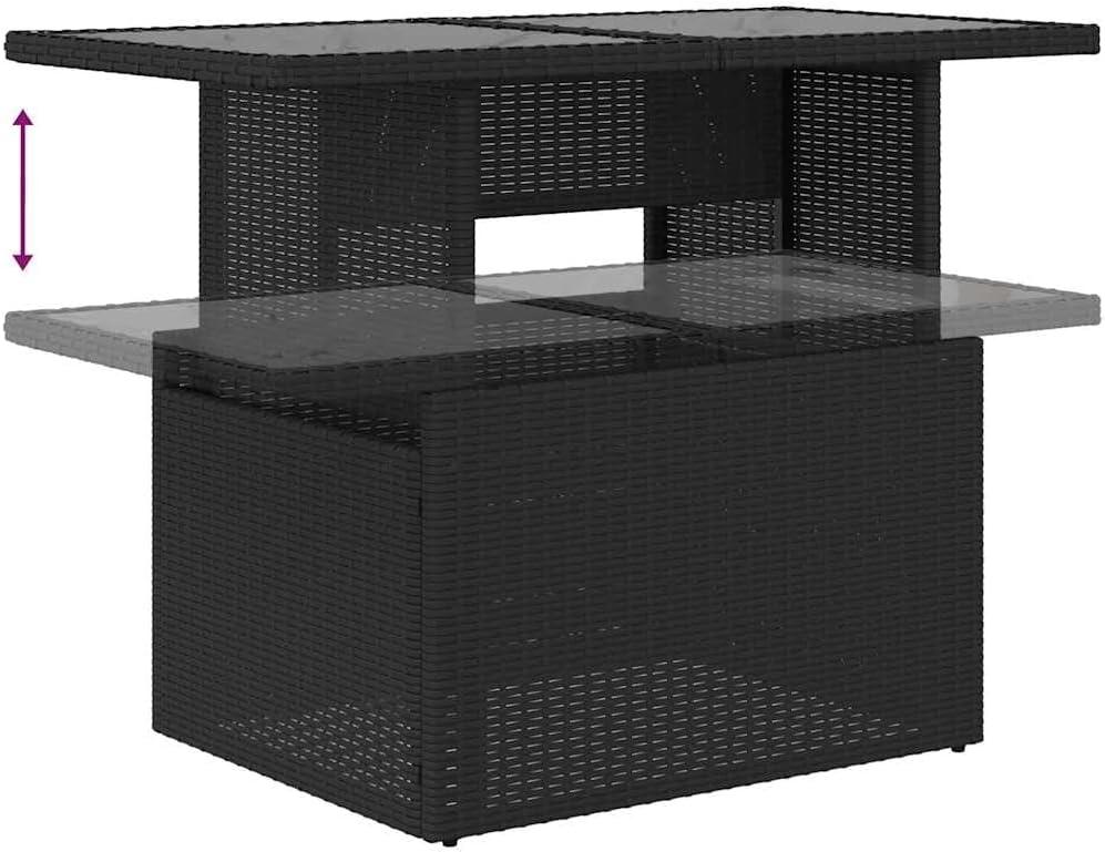 9 Piece Patio‍ Sofa Set⁣ Black Rattan ​& Acacia: Fits⁣ your‌ yard