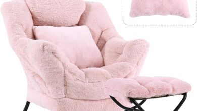 Afternoon Sun Pooled Over A Pink Lazy Chair And Ottoman That Invites Reading