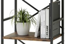 AMOOSON 3-Tier Small Industrial Bookshelf fits your nook