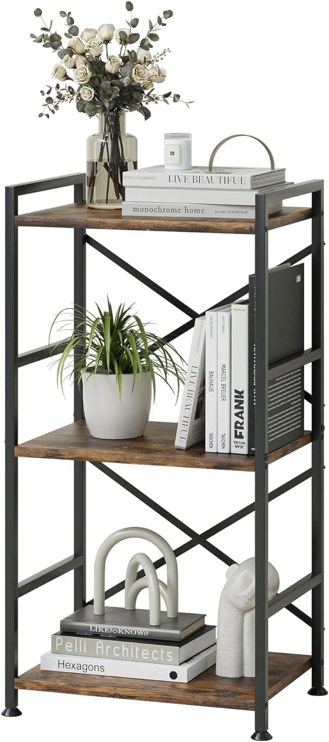 AMOOSON 3-Tier Small Industrial Bookshelf fits your nook