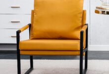 Homfii Faux Leather Armchair Anchoring A Cozy Reading Corner