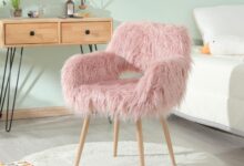 Modern Desk Chair Furry Pink Vanity Chair Your Vanity Nook
