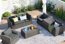 Outdoor Pe Wicker 7 Piece Set For Your Gray Patio Seating