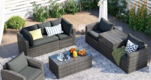 Outdoor Pe Wicker 7 Piece Set For Your Gray Patio Seating