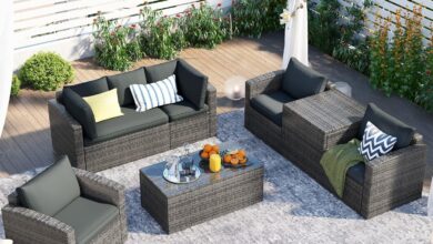 Outdoor Pe Wicker 7 Piece Set For Your Gray Patio Seating