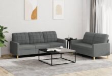 Qnhdfrt Dark Grey 5 Seater Sofa Set Anchors Your Living Room