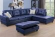 Sienwiey Blue Leather Sectional Couch Fit For Your Tv Nights