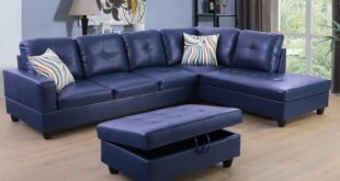 Sienwiey Blue Leather Sectional Couch Fit For Your Tv Nights