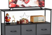 Sweetcrispy Fabric Drawer Tv Stand Softening The Bedroom