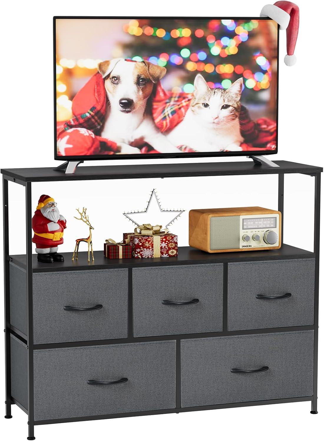 Sweetcrispy Fabric Drawer Tv Stand Softening The Bedroom
