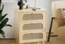 Vingli Rattan Nightstand Framing A Cozy Bedside Nook