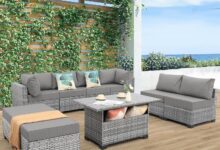 Waroom Outdoor 9 Piece Gray Rattan Sectional Your Patio