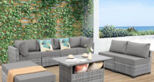 Waroom Outdoor 9 Piece Gray Rattan Sectional Your Patio