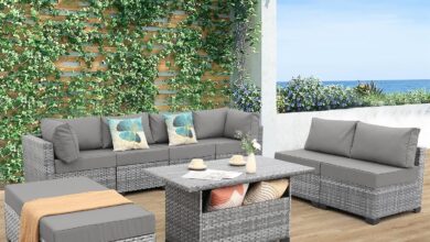 Waroom Outdoor 9 Piece Gray Rattan Sectional Your Patio