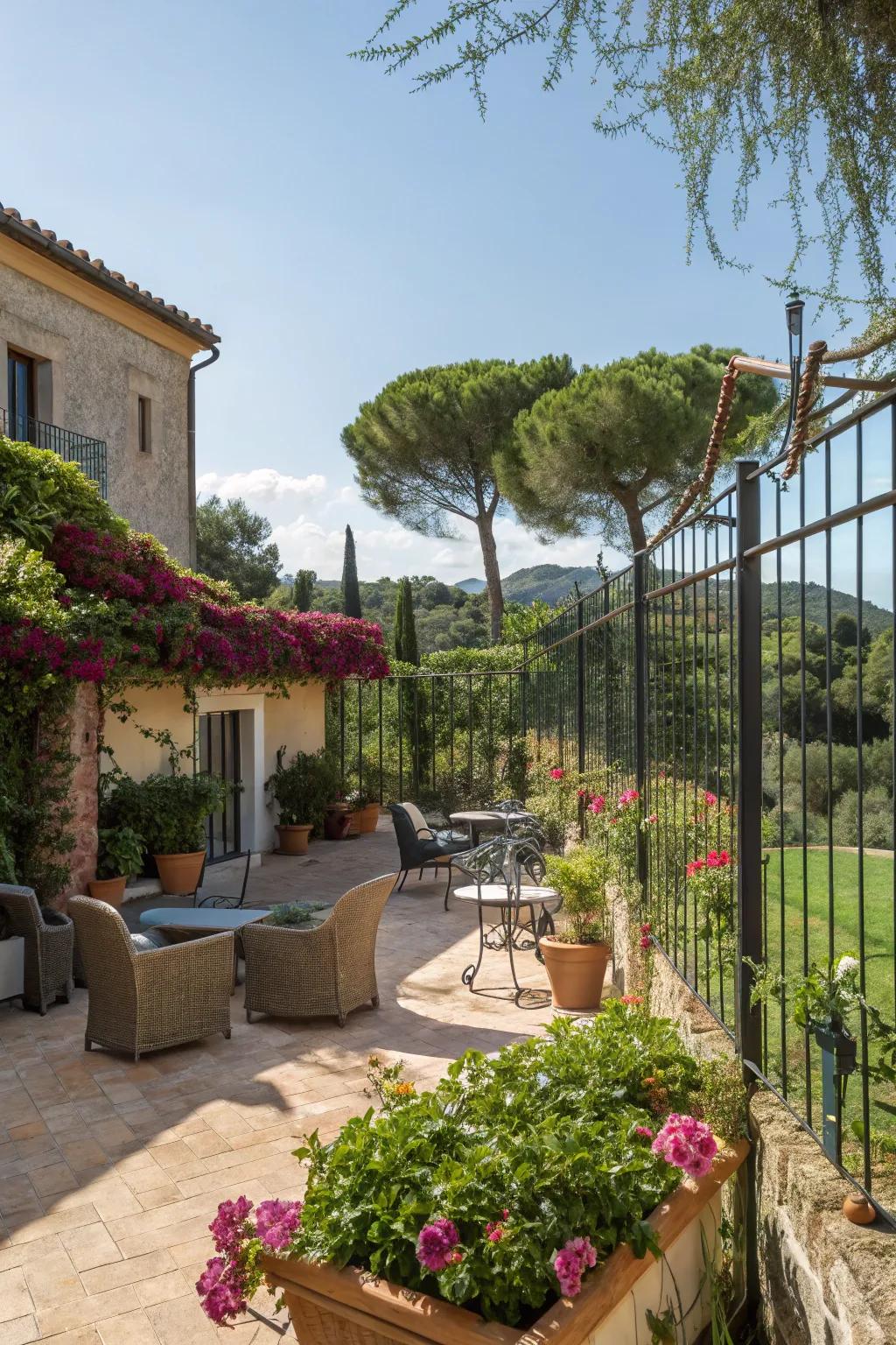 Courtyard designs create intimate outdoor spaces.