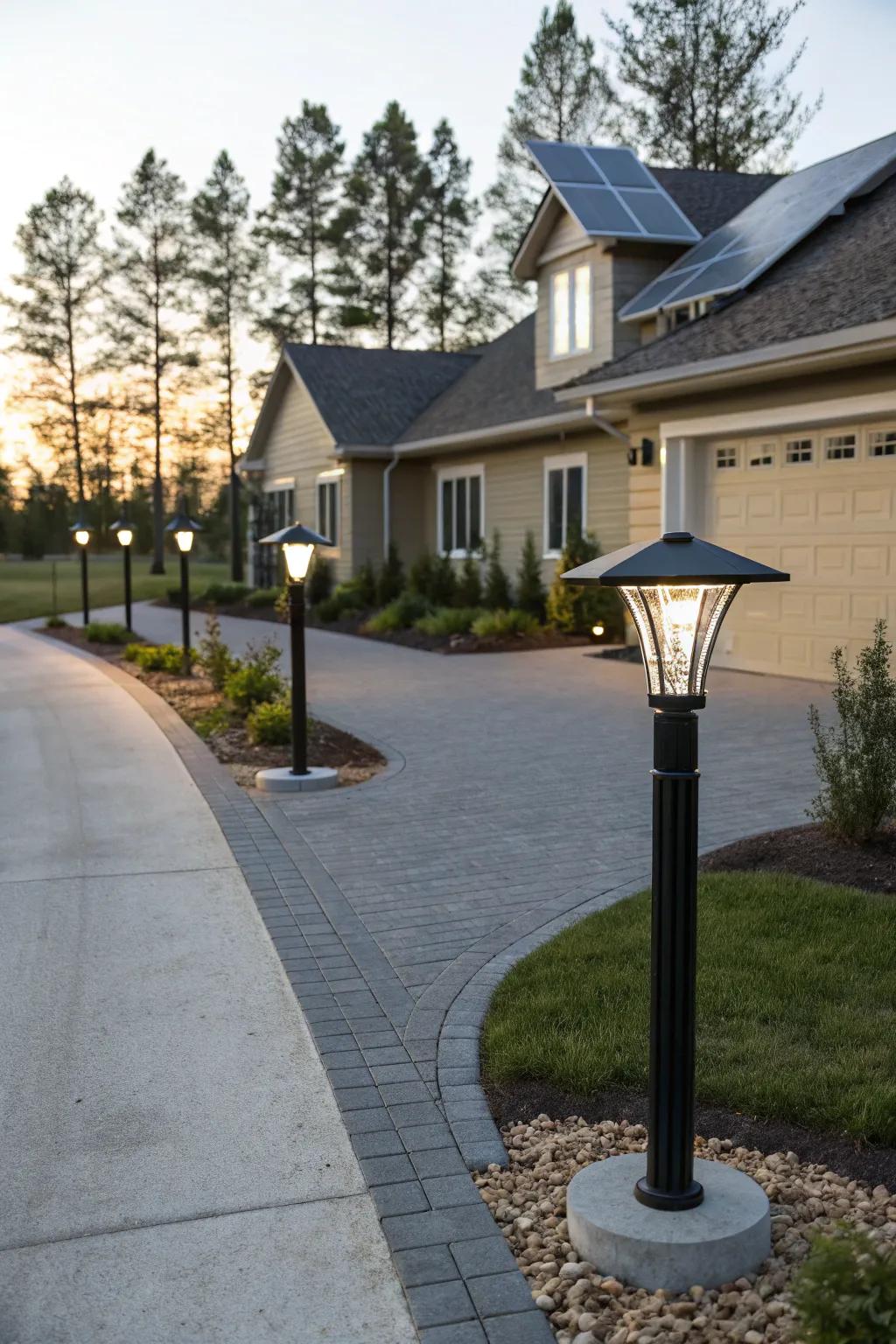 Cost-effective solar-powered lighting options for driveways.
