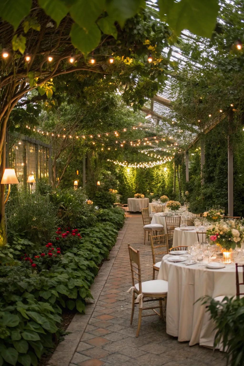 Enjoy an elegant evening in a secret garden setting.