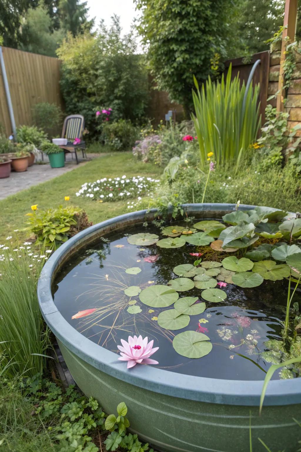 Eco-friendly recycled plastic pool pond.