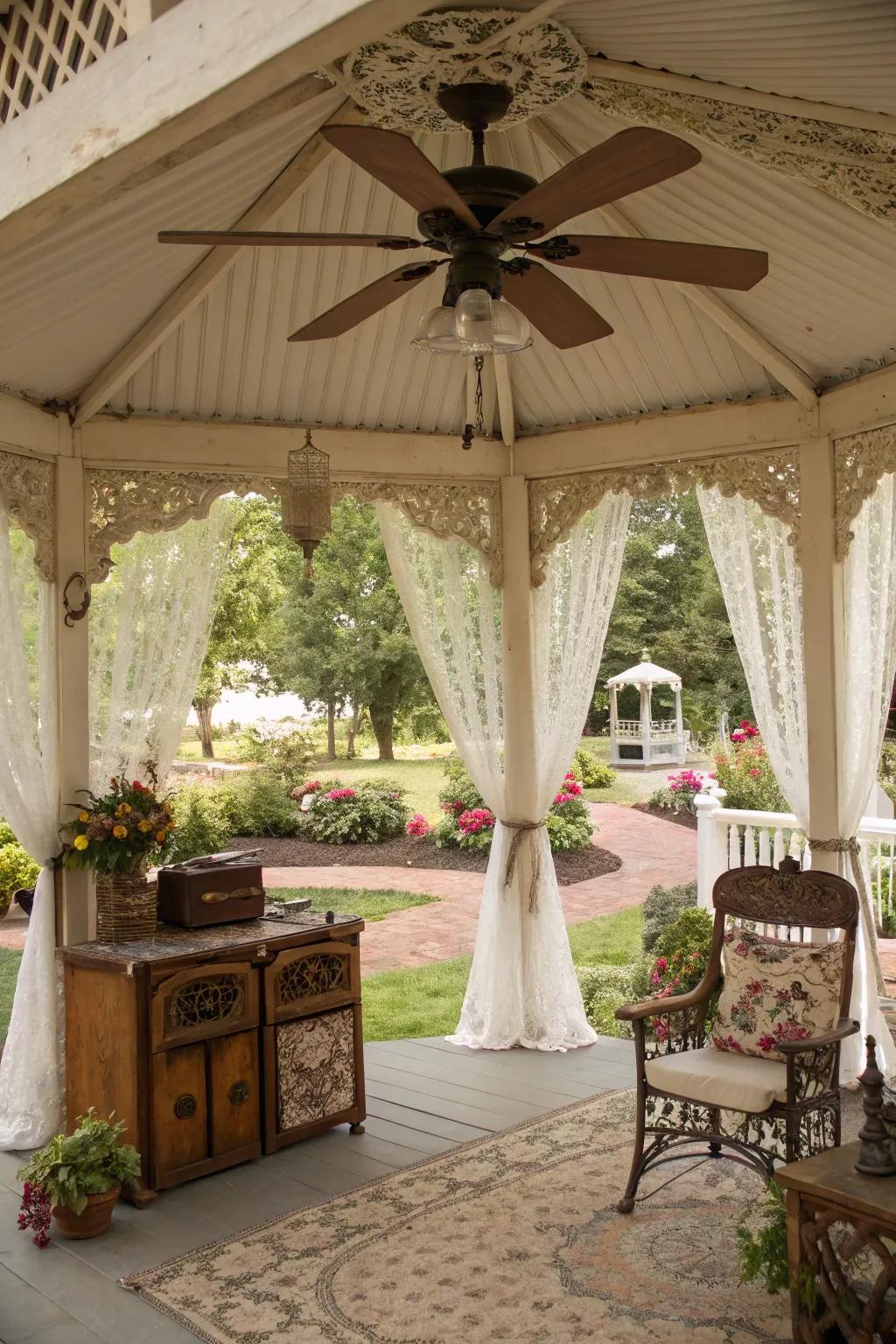 Vintage fans add nostalgic charm to your outdoor space.