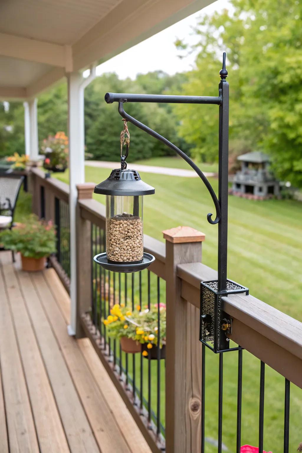 Deck mount brackets elevate birdwatching from patios.