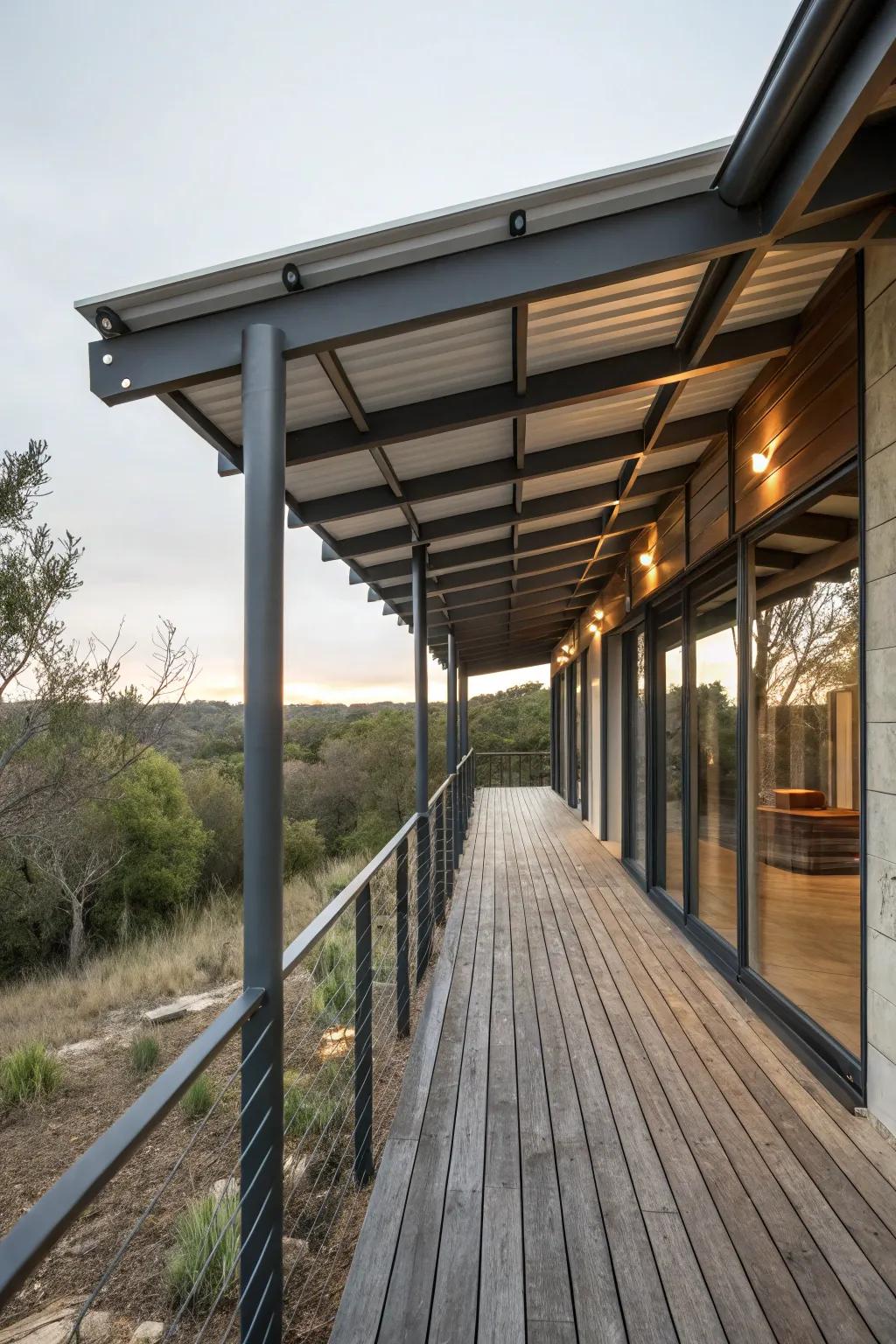 A stylish fusion of modern and rustic design elements.