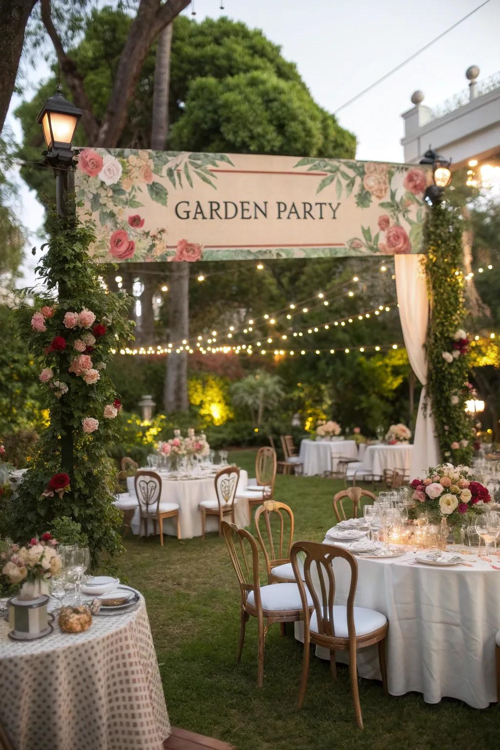 Coordinated banners for a charming garden celebration