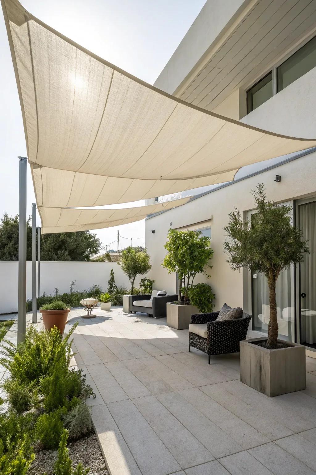 Minimalist shade cloths bring modern elegance to your space.